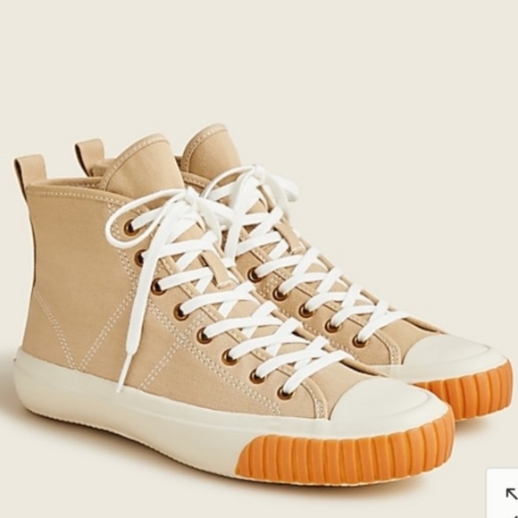 J. Crew Shoes - J.Crew Tan Canvas High Top Sneakers Shoes Sz 10 New